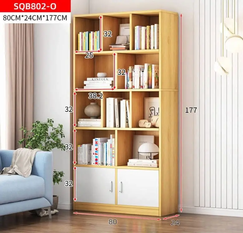 Omega 10-Shelf 2-Door Wardrobe Cupboard Bookshelf Cabinet (Oak)