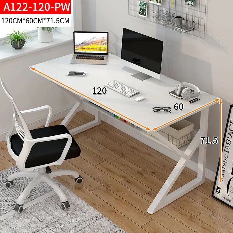 Kori Large Wood & Metal Computer Desk with Shelf (White)