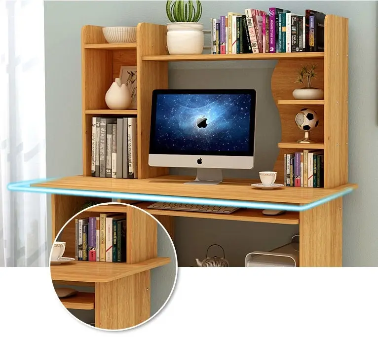 Expert Computer Desk Workstation with Shelf & Cabinet (White Oak)