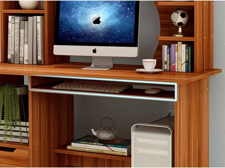 Expert Computer Desk Workstation with Shelf & Cabinet (White Oak)