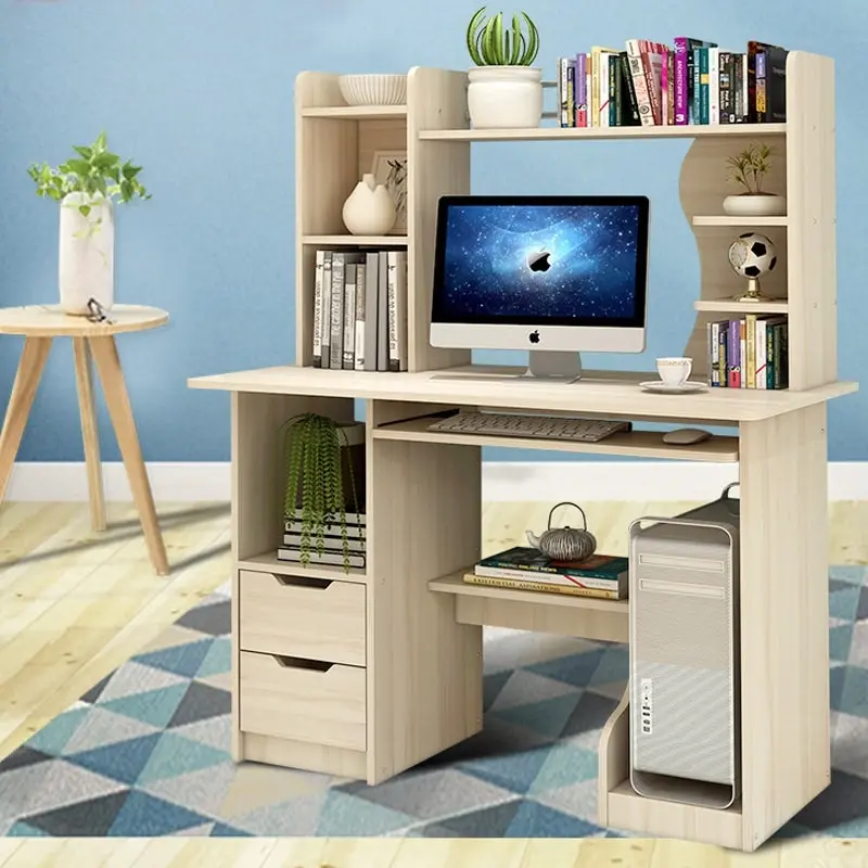 Expert Computer Desk Workstation with Shelf & Cabinet (White Oak)