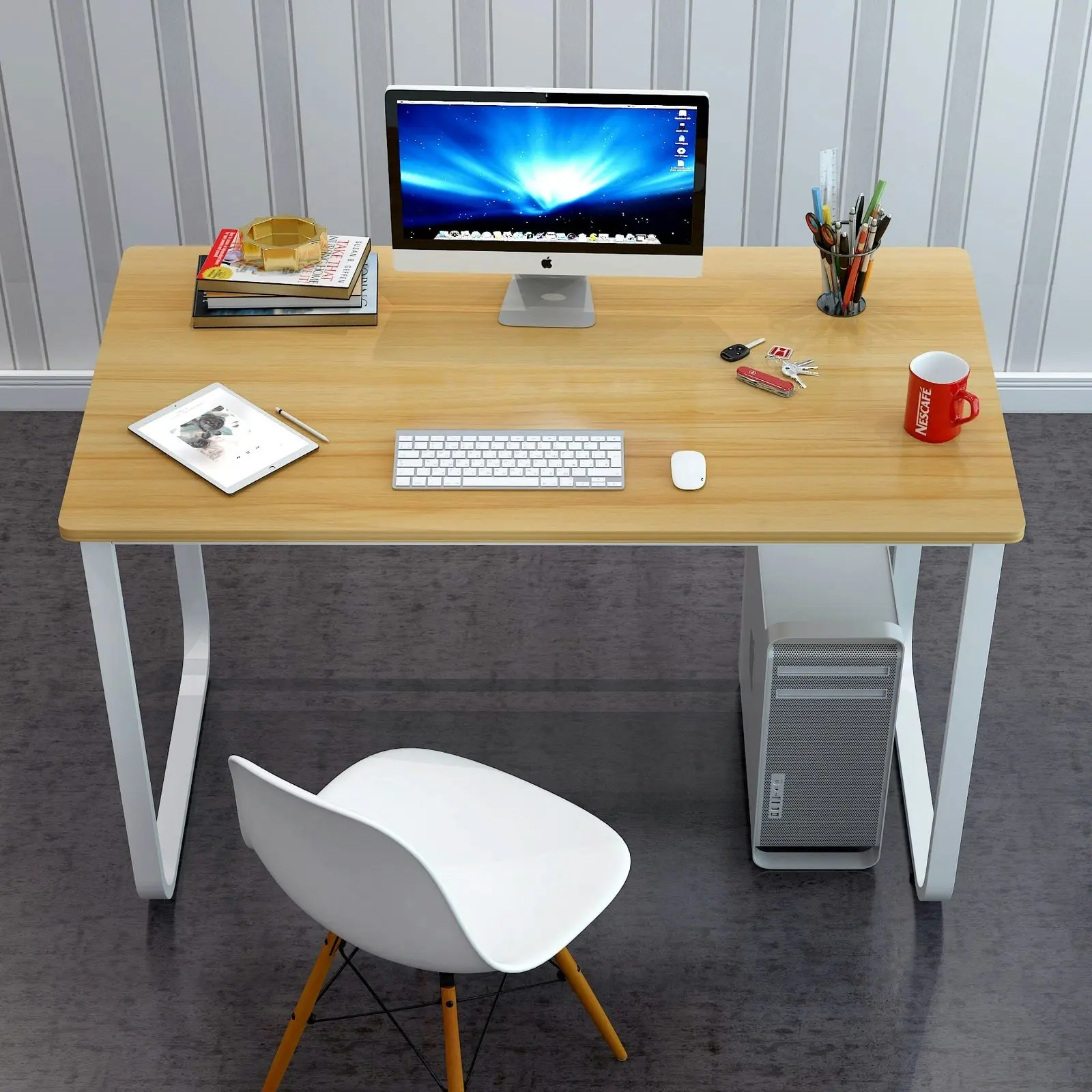 Hercules Wood & Steel Computer Desk (Oak)