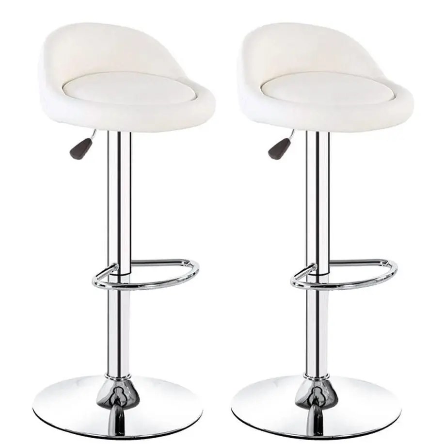 2 x Varossa PU Leather Bar Stools (White - Set of 2)