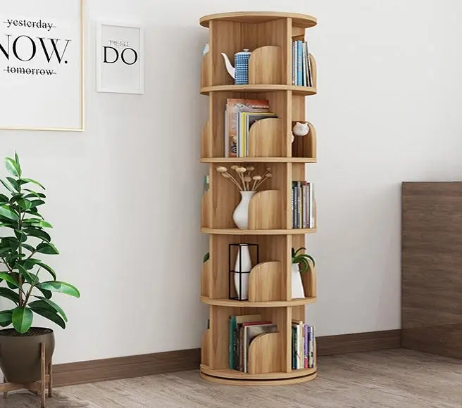 Sanctuary 360-degree Rotating 5 Tier Display Shelf Bookcase Organiser (Oak)