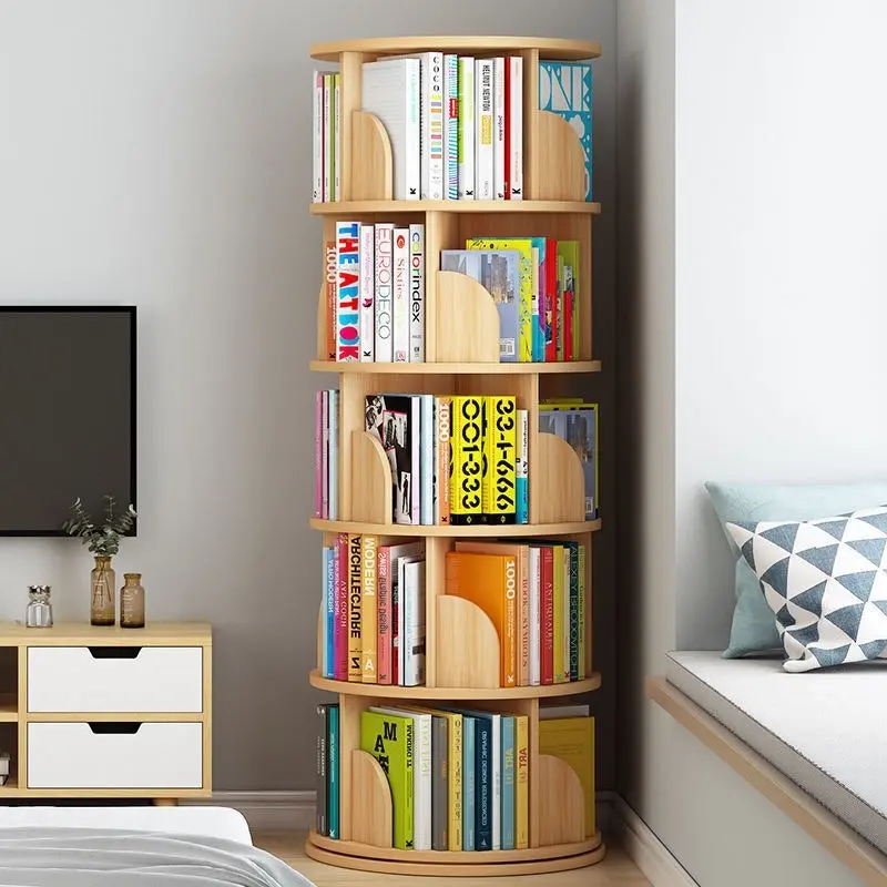 Sanctuary 360-degree Rotating 5 Tier Display Shelf Bookcase Organiser (Oak)