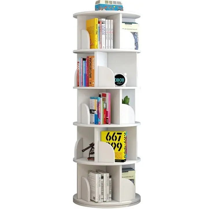 Sanctuary 360-degree Rotating 5 Tier Display Shelf Bookcase Organiser (White)