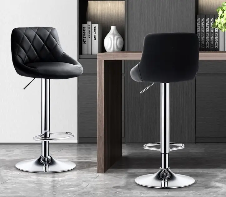 2 x Symphony High Back Faux Leather Bar Stools (Black)