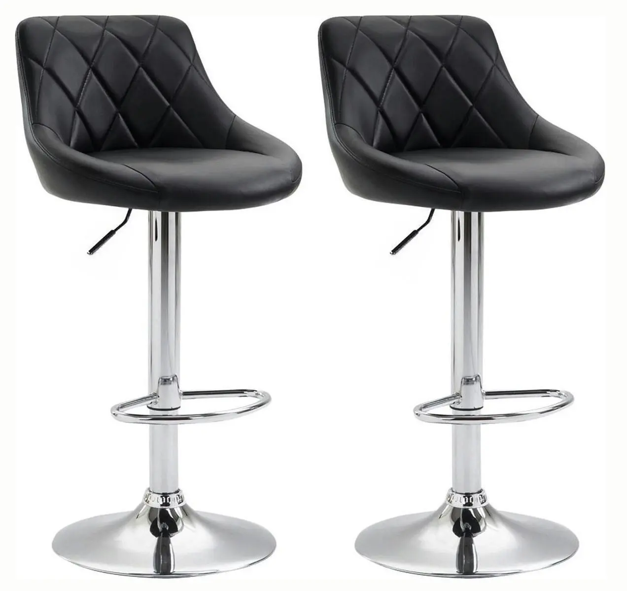 2 x Symphony High Back Faux Leather Bar Stools (Black)