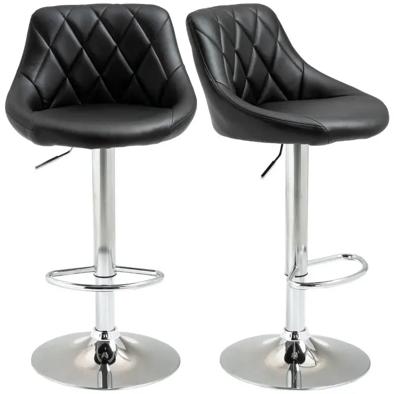 2 x Symphony High Back Faux Leather Bar Stools (Black)