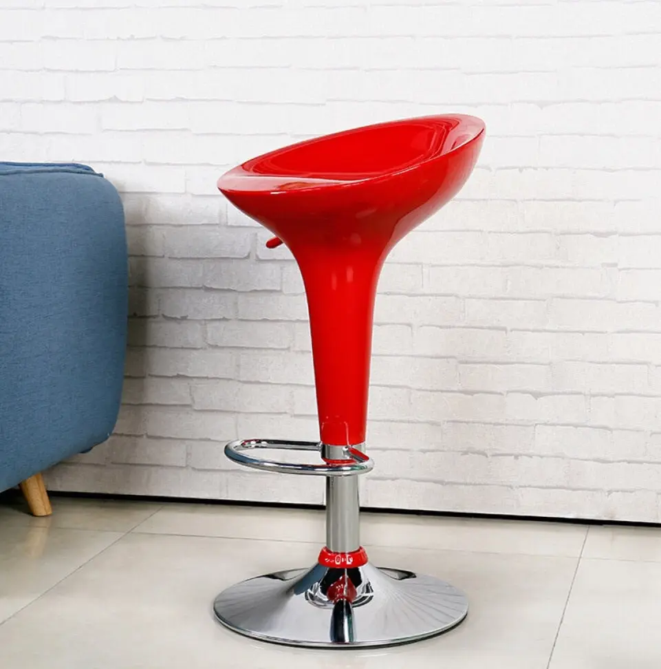 2 x Ace High Gloss Designer Bar Stools (Red - Set of 2)