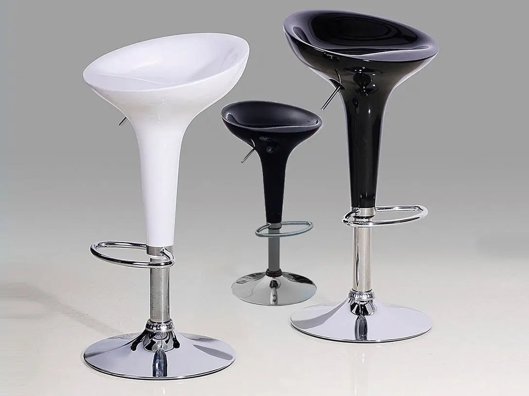 2 x Ace High Gloss Designer Bar Stools (WHITE - Set of 2)