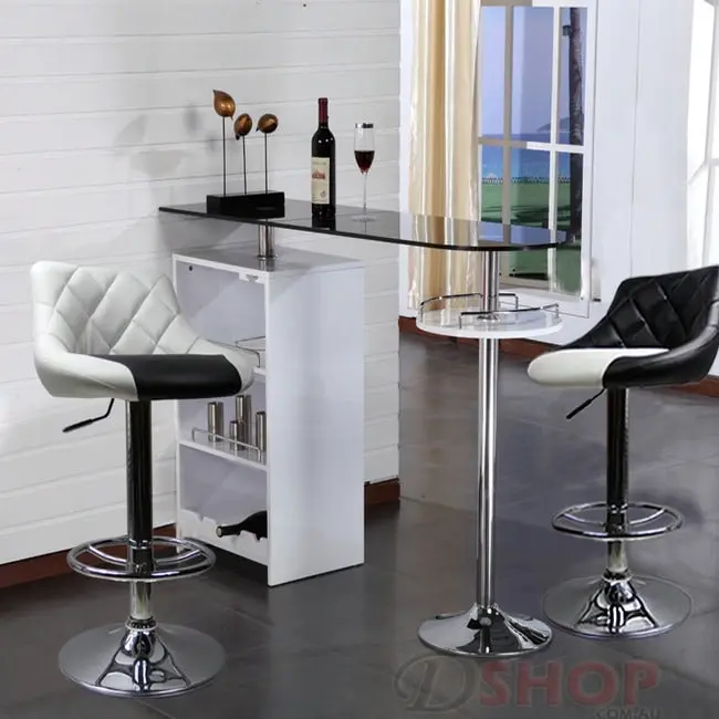 2 x Symphony High Back Faux Leather Bar Stools (Black & White)