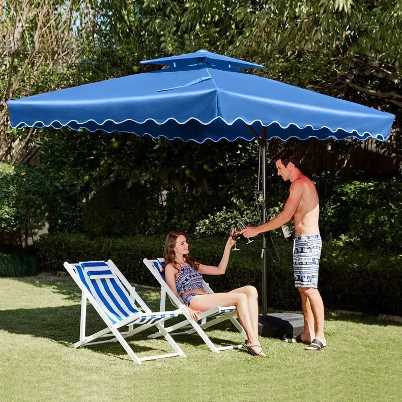 Varossa Large Square Cantilever Outdoor Umbrella Blue