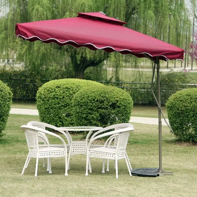 Varossa Large Square Cantilever Outdoor Umbrella Maroon