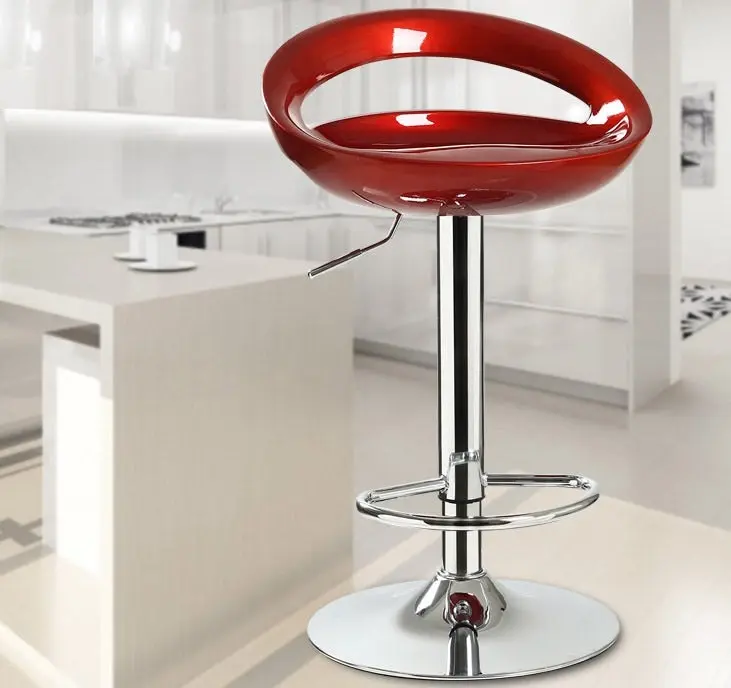 2 x Envy High Gloss Designer Bar Stools (Deep Red - Set of 2)