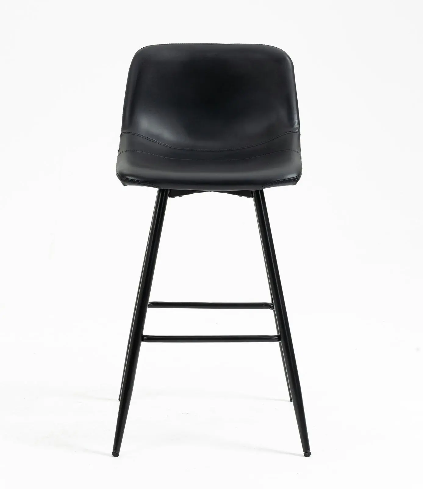 2 x Enliven Designer Faux Leather Bar Stools (Black - Set of 2)