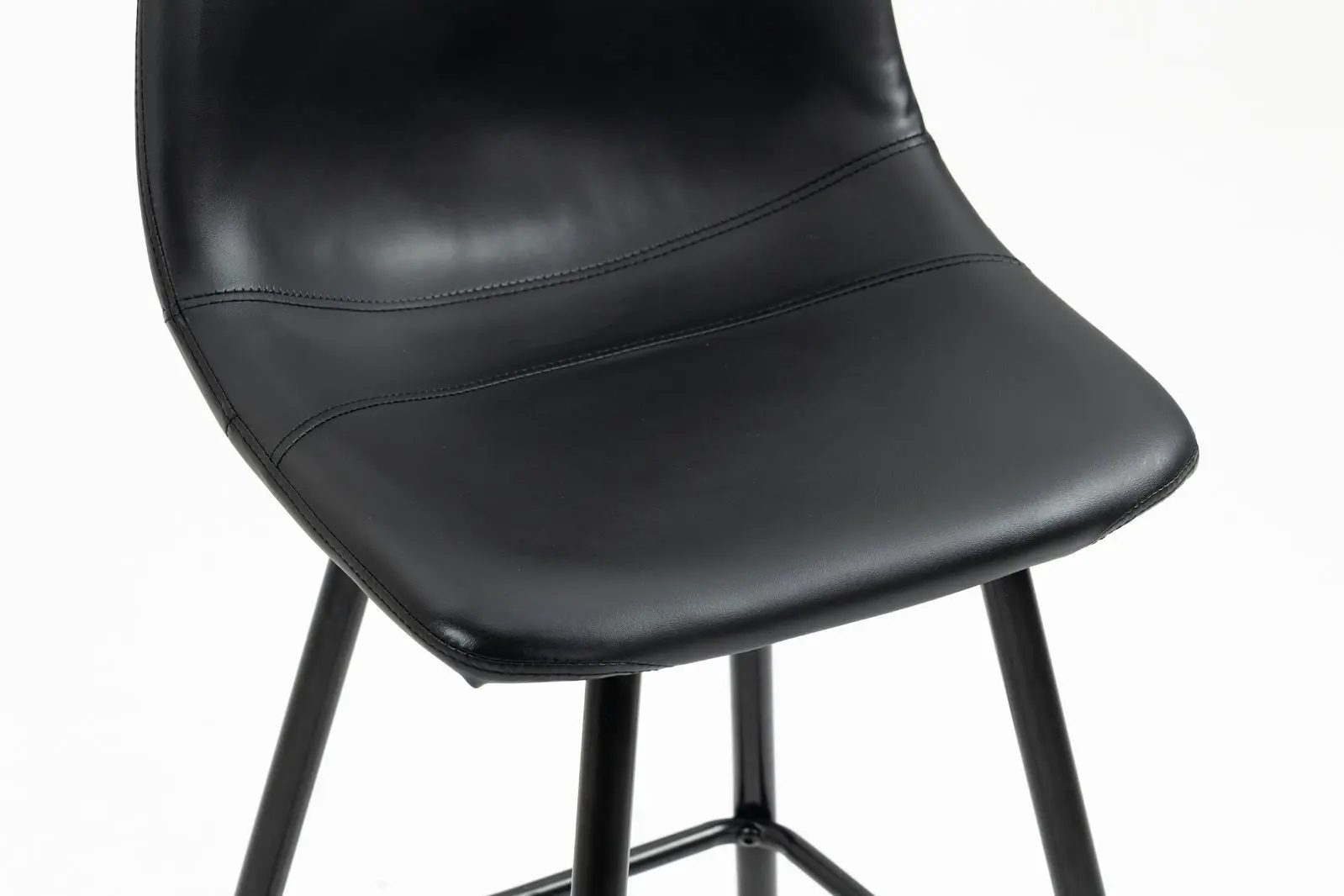 2 x Enliven Designer Faux Leather Bar Stools (Black - Set of 2)