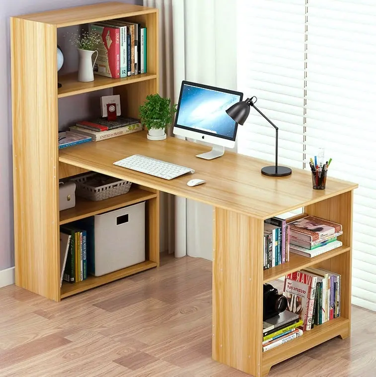 Varossa's Organizer Combination Workstation Computer Desk with 6 Storage Shelves (Oak)