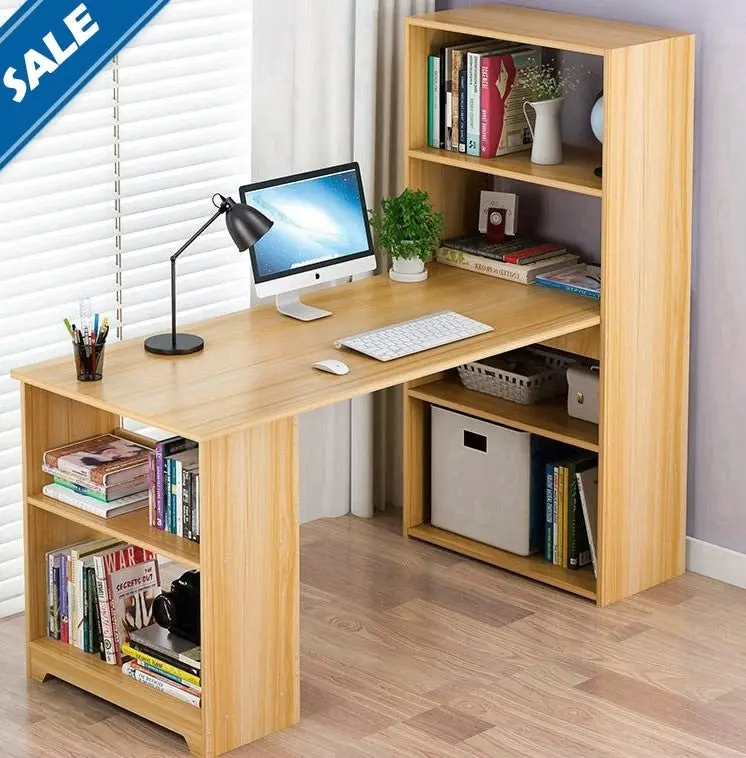 Varossa's Organizer Combination Workstation Computer Desk with 6 Storage Shelves (Oak)