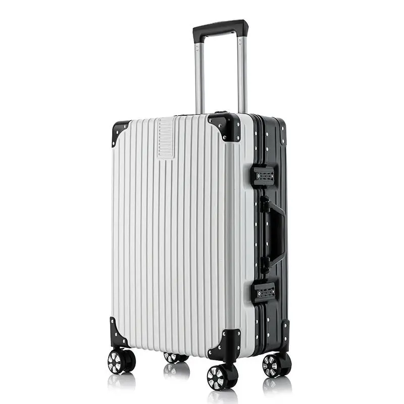 2-Piece Deluxe Tough Carry-On Luggage Suitcase Set (Black & White)