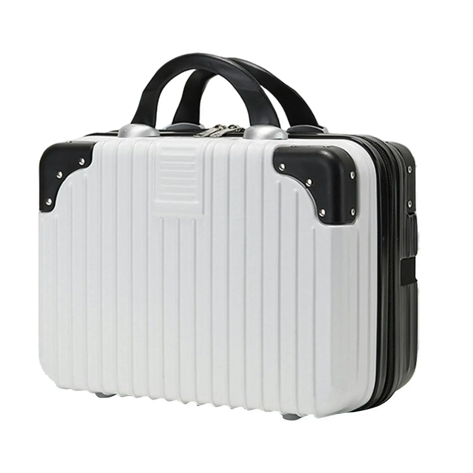 2-Piece Deluxe Tough Carry-On Luggage Suitcase Set (Black & White)