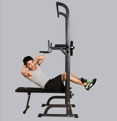 Multifunction Power Tower Dip Bar Pull Up Stand Fitness Station with Fid Bench