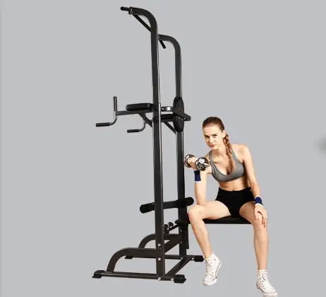 Multifunction Power Tower Dip Bar Pull Up Stand Fitness Station with Fid Bench