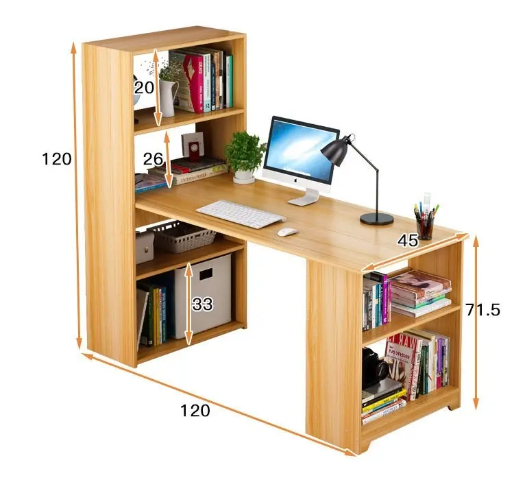 Varossa's Organizer Combination Workstation Computer Desk with 6 Storage Shelves (Rustic Wood)