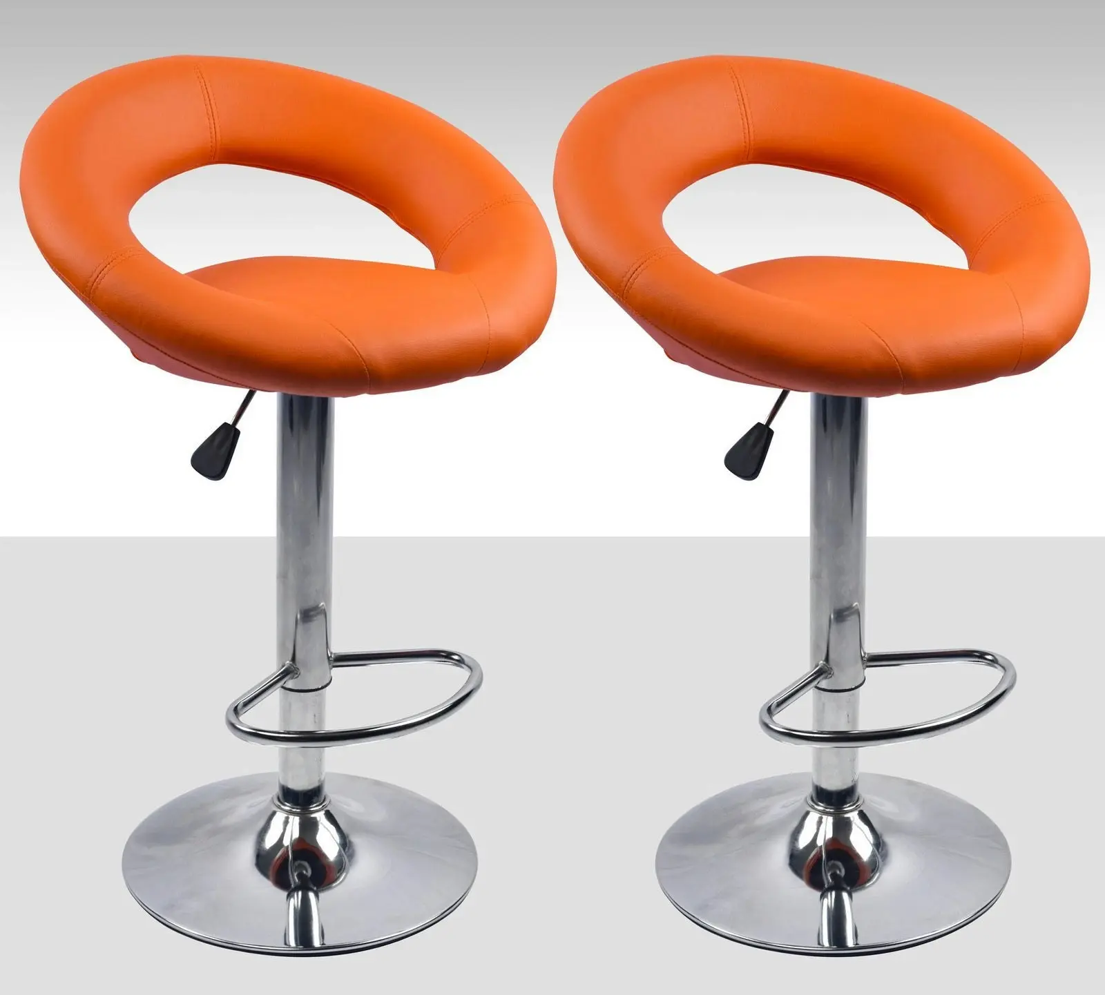 2 x Royal Designer Bar Stools Moon Chairs (Orange - Set of 2)