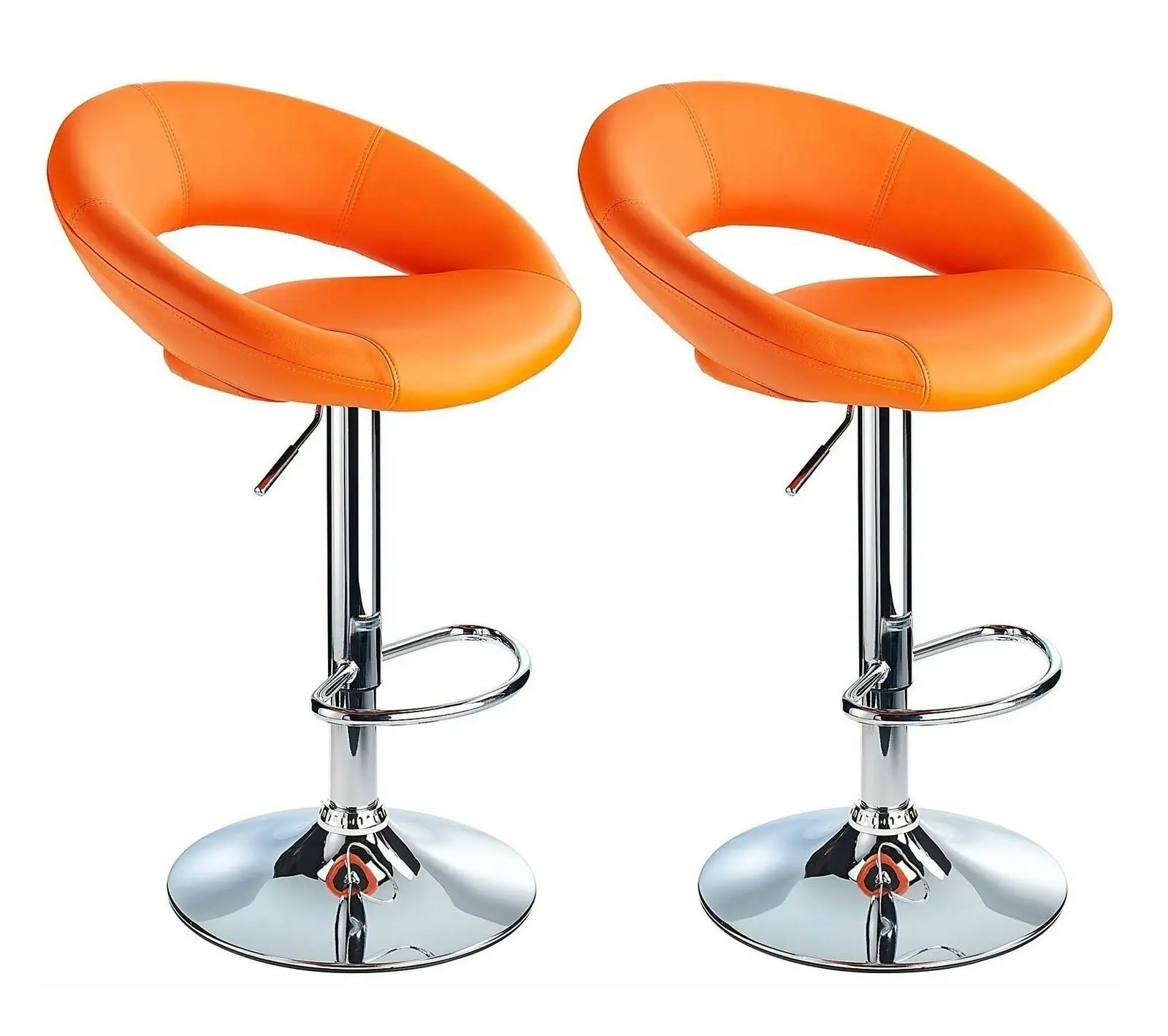 2 x Royal Designer Bar Stools Moon Chairs (Orange - Set of 2)