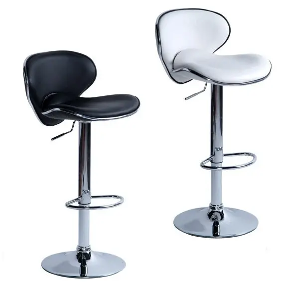 2 x Resort Designer PU Leather Bar Stools (White - Set of 2)