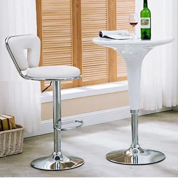 2 x Eden Designer PU Leather Bar Stools (WHITE -Set of 2)