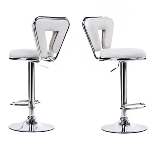 2 x Eden Designer PU Leather Bar Stools (WHITE -Set of 2)