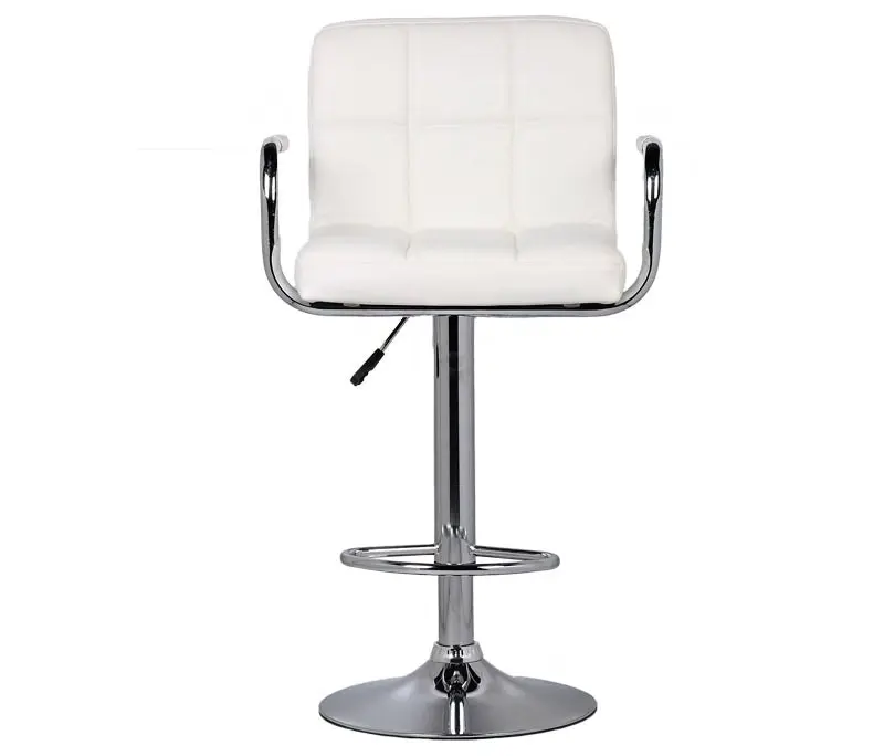 2 x Elegance High Back PU Leather Bar Stools (White -Set of 2)