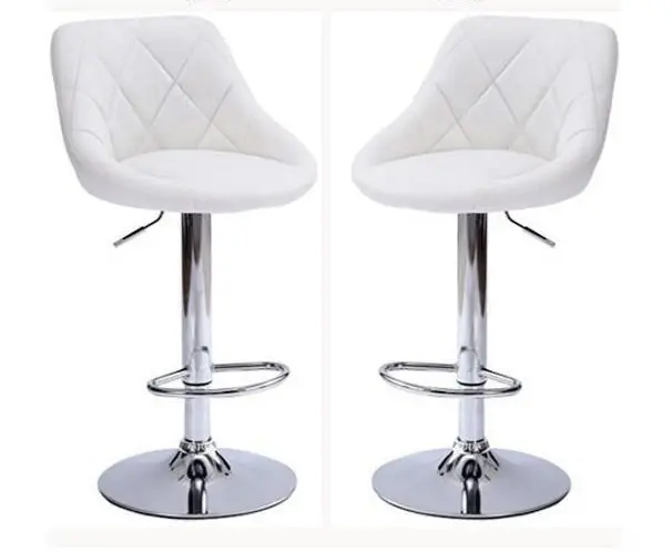 2 x Symphony High Back Faux Leather Bar Stools (White)