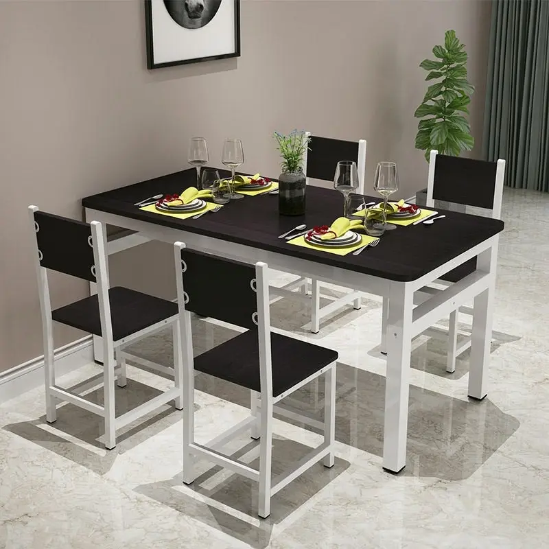 Bliss Large Wood & Steel Dining Table (Black & White)