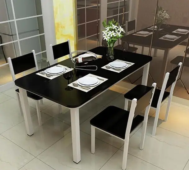 Bliss Large Wood & Steel Dining Table (Black & White)