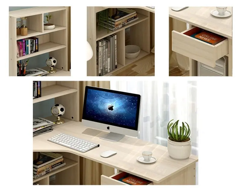 Large Combination Workstation Computer Desk with Storage Shelves (White)