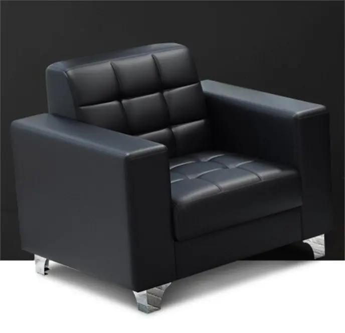 Modern Minimalist Leather Sofa Lounge Single Seater Couch (Black)