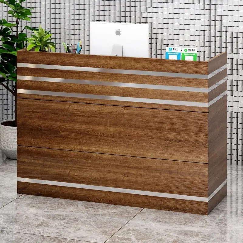 Impressions Reception Desk Counter with Shelves (Walnut)