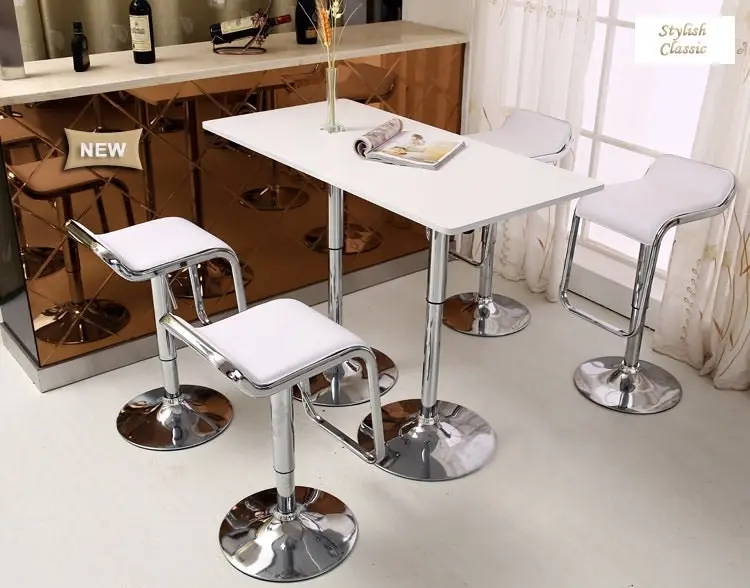 5 x Idol Deluxe Designer Faux Leather Chrome Bar Stools (White - Set of 5)