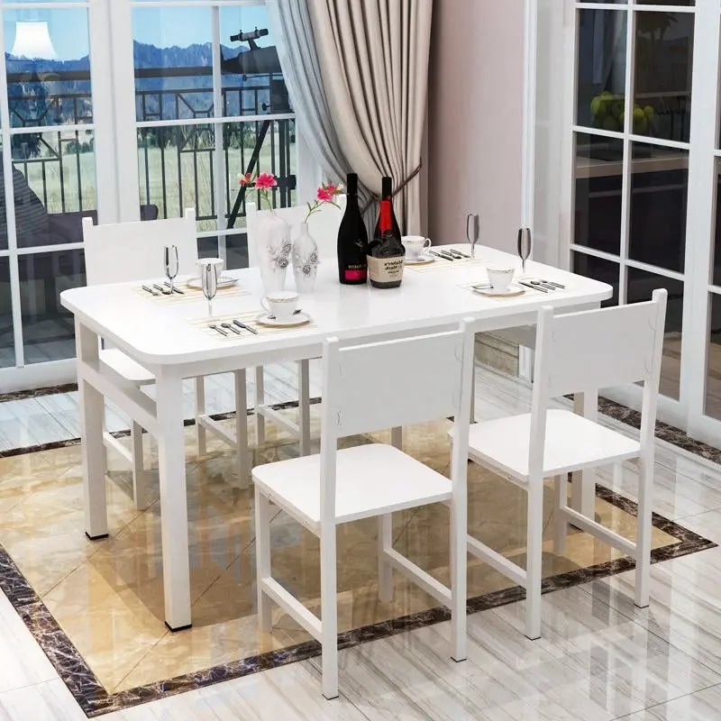 5 x Piece Set Bliss Wood & Steel Dining Table & Chairs (White)