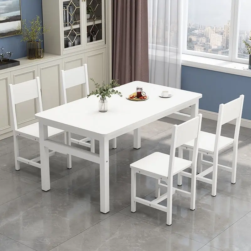 5 x Piece Set Bliss Wood & Steel Dining Table & Chairs (White)