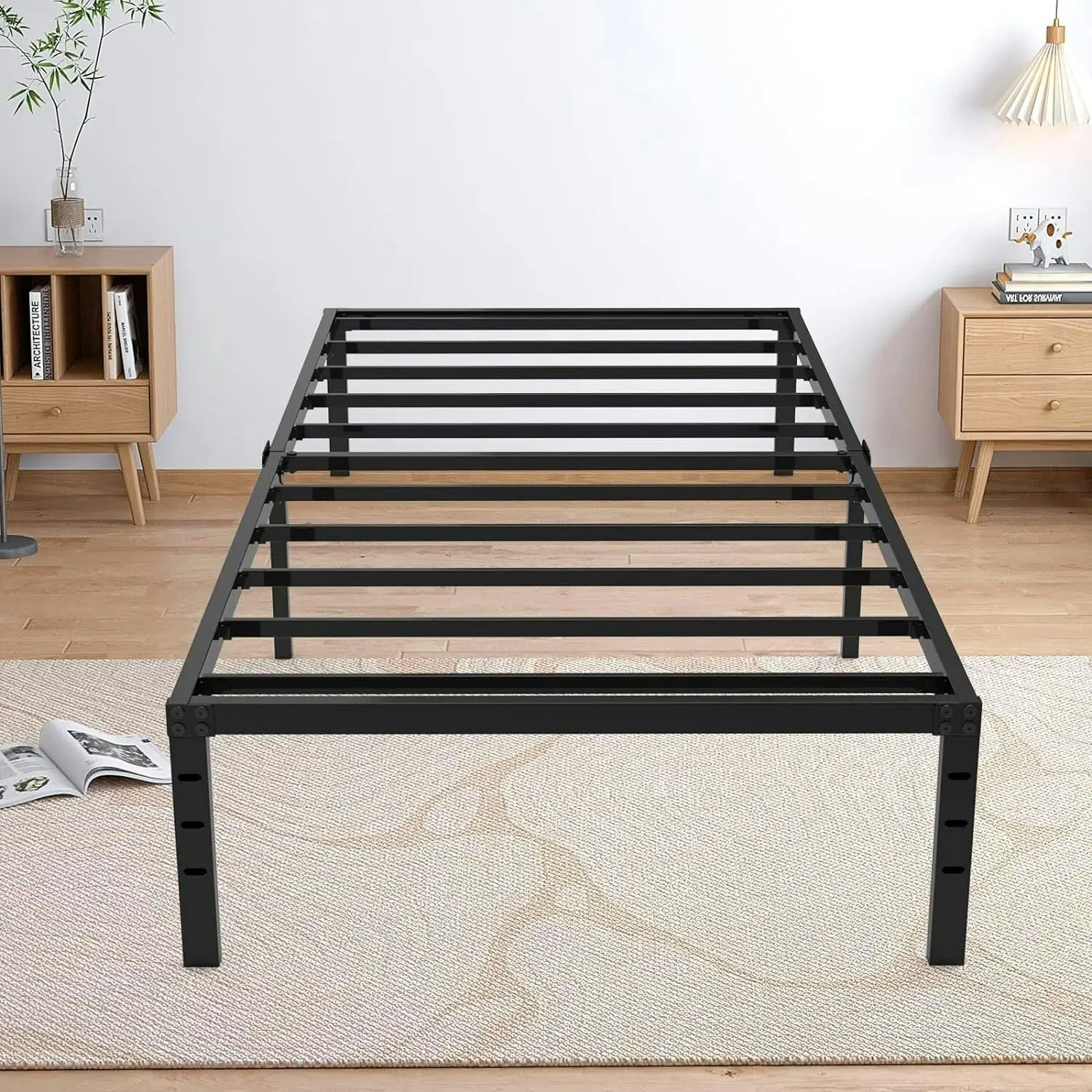 Supreme Comfort Innerspring Mattress + Heavy Duty Metal Platform Bed Base Frame - Single Size