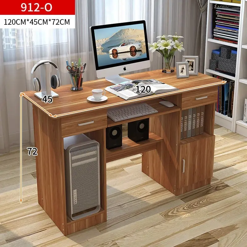 Executive Office Computer Desk with Drawers, Cabinet, Shelves (Natural Oak)