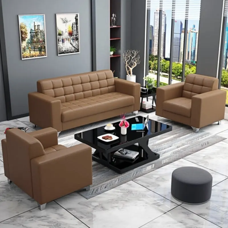 Modern Minimalist Leather Sofa Lounge 3-Seater Couch (Tan)