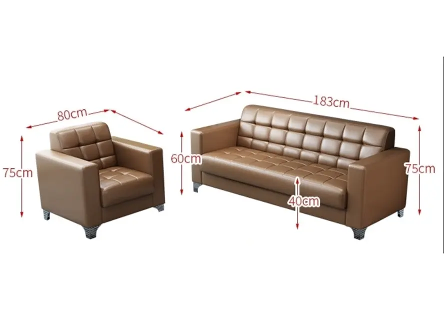 Modern Minimalist Leather Sofa Lounge 3-Seater Couch (Tan)