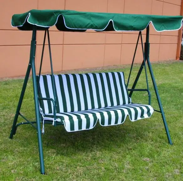 3-Person Outdoor Swing Chair with Padded Cushion (Green) Fully Cushioned for Ultimate Comfort