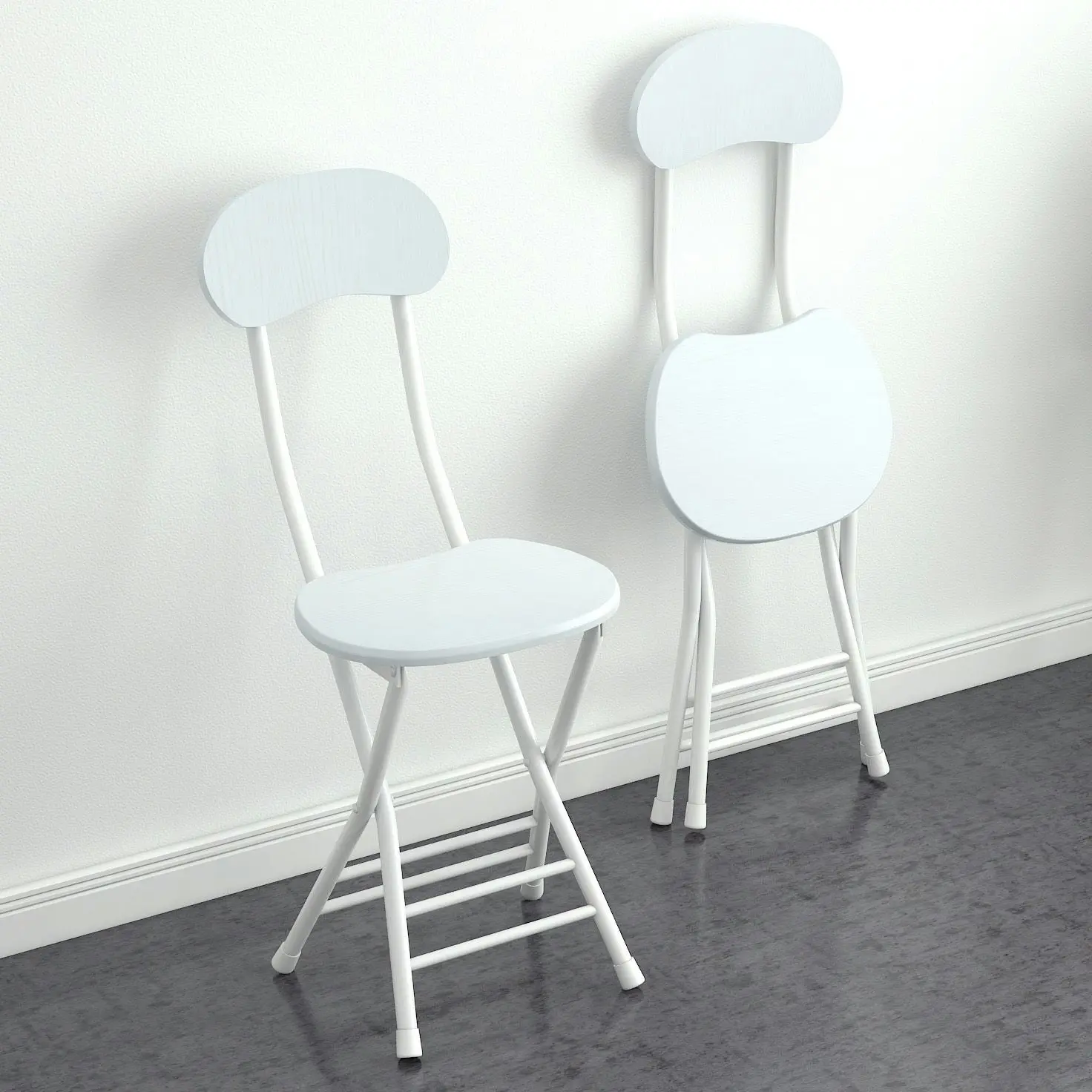 2 x Grace Steel and Wood Folding Chair (White)