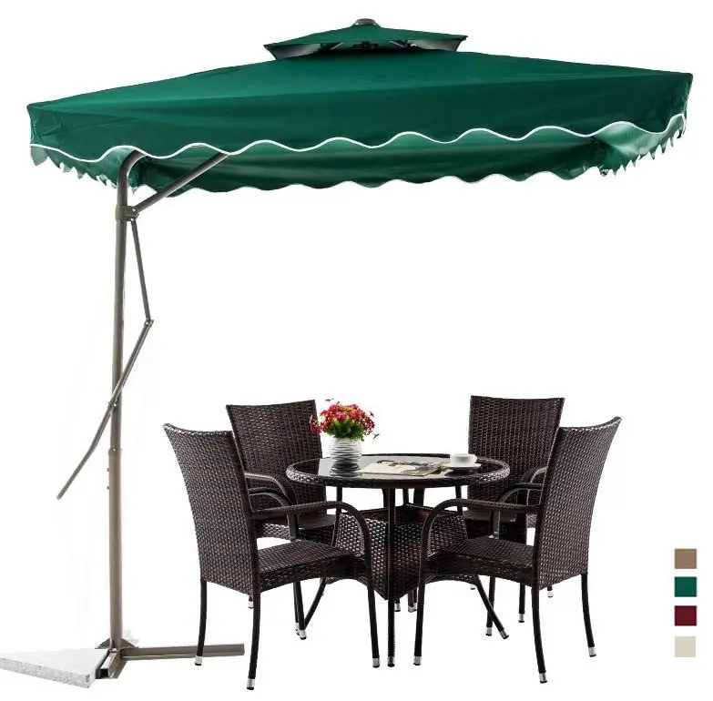 Varossa Large Square Cantilever Outdoor Umbrella Green